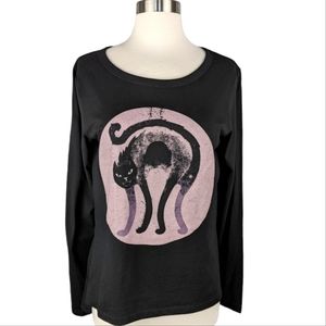 NWT Black Cat Halloween Graphic T-Shirt M